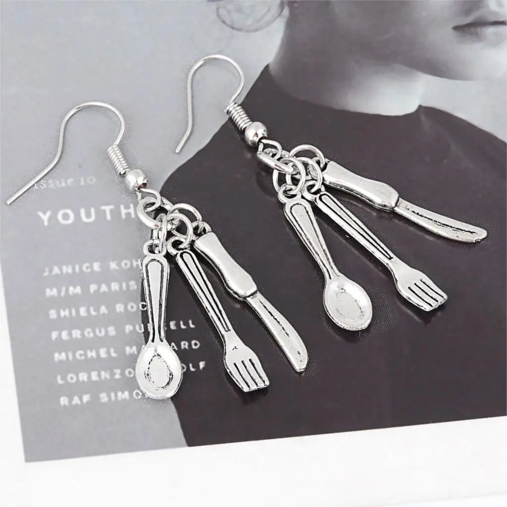 

Creative Novelty Jewelry Fork Spoon Table Knife Tableware Earrings Retro Simple Fashion Trendy Earrings