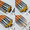 6pcs Professional Artist Paint Brush Set Round/Flat/Angular/Filbert Tips Anti-Shedding Nylon for Acrylic Oil Watercolor Painting 4