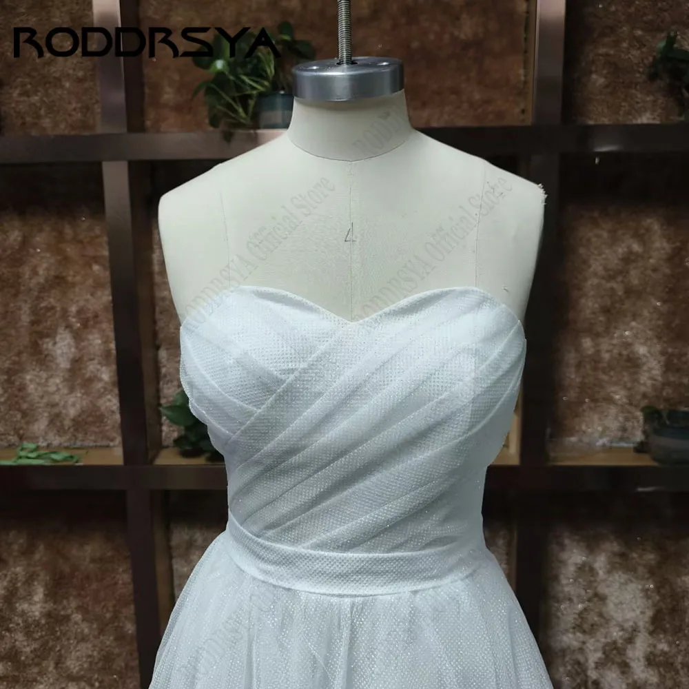 RODDRSYA Свадебное платье Sparkle Tulle Princess Wedding Dresses Romantic Strapless A-line Bridal Party Illusion Lace Up Back