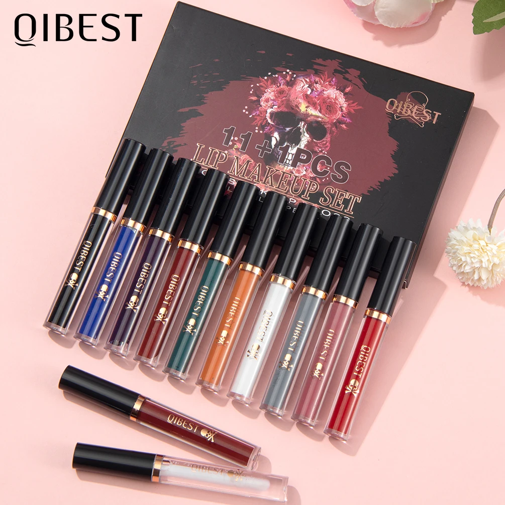 

11+1 Pcs Sweet Liquid Lipstick Set Matte Velvet Lip Glaze Waterproof Long Lasting Non-marking Natural Lip Tint Cosmetic Kit YZL1