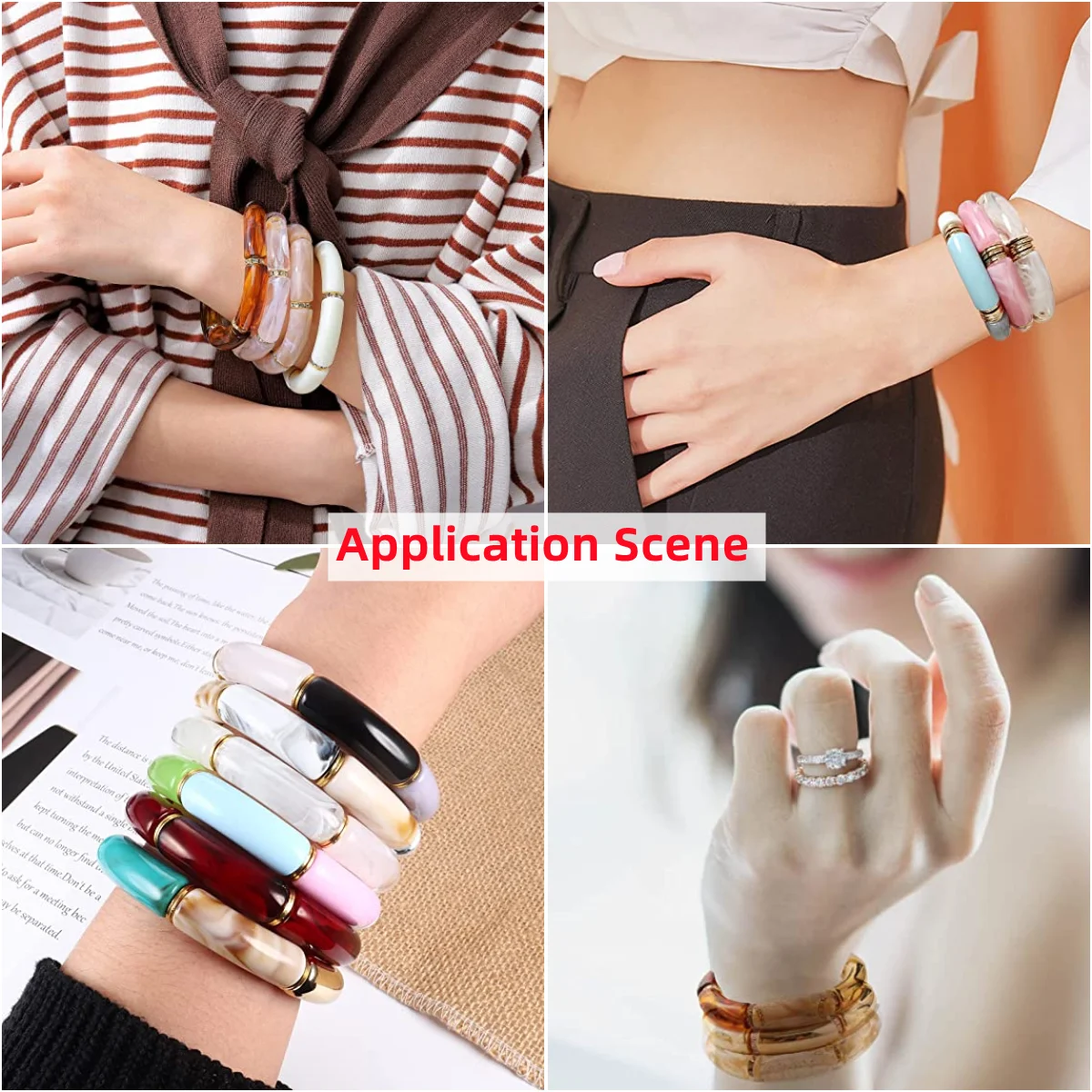 Pandahall 32x10mm Acrylic Beads Curved Tube Noodle Spacer  Beads Crackle for Jewelry Making Bracelet DIY Crafts  330pcs/500g