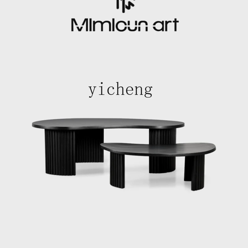 

Xl Solid Wood Black Coffee Table Small Apartment Living Room Home Tea Table Silent Style Creative Small Table