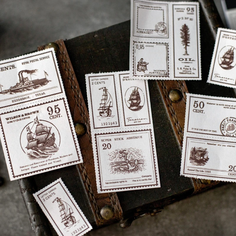 Journal GO 30 Sheets Retro Border Collection Vintage Label Memo Pad Junk Journal Collage Material Paper Creative DIY Stationery 5