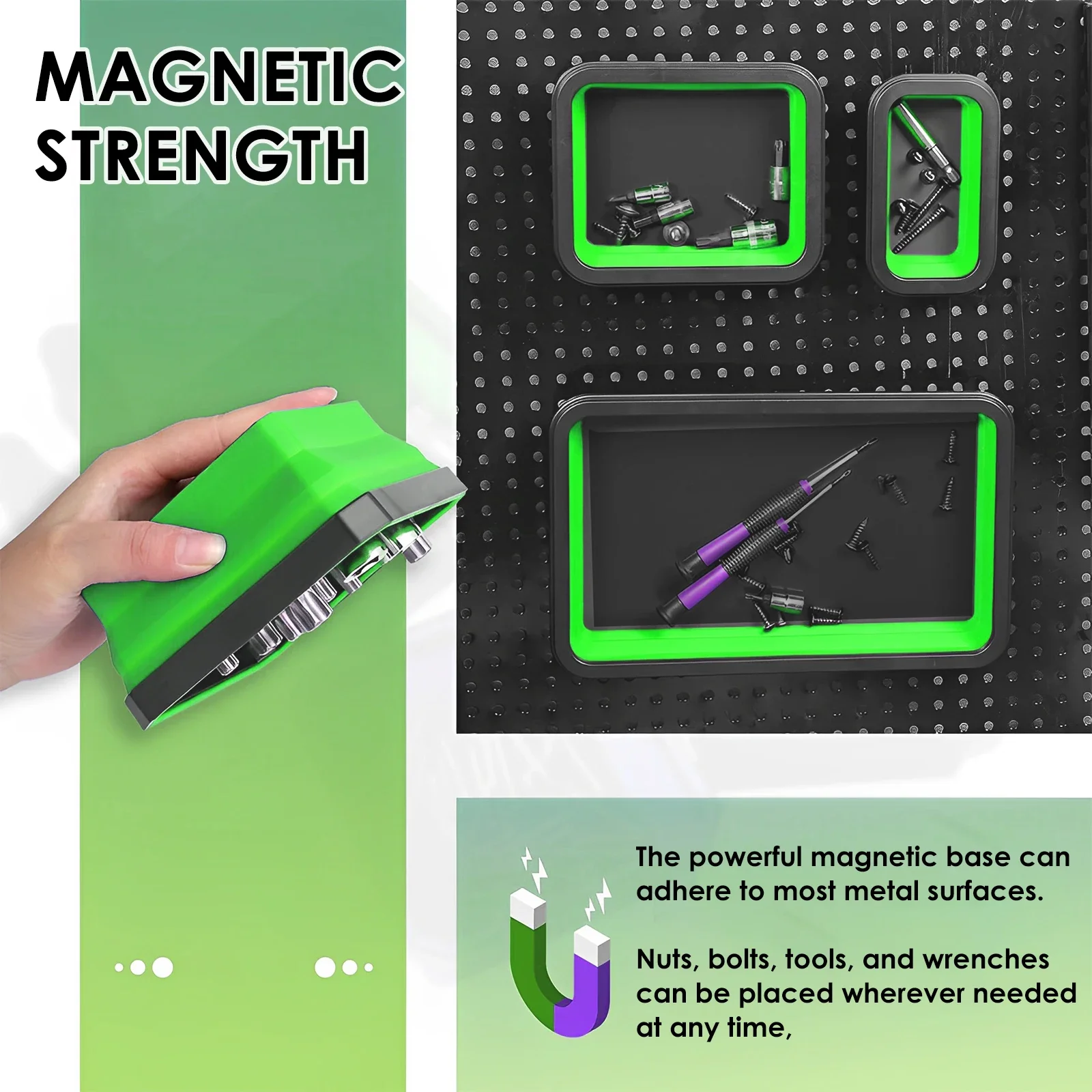 3Pcs Collapsible Magnetic Parts Tray Silicone Foldable Screw Bowl Tool Part Storage Box Plumber Carpenters Tool Organizer Tray 3