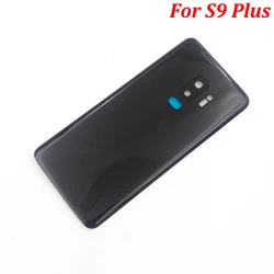 Enhanced Glass Rear Housing Case with Camera Lens Frame - Back Battery Cover Replacement (S9Plus Black)
