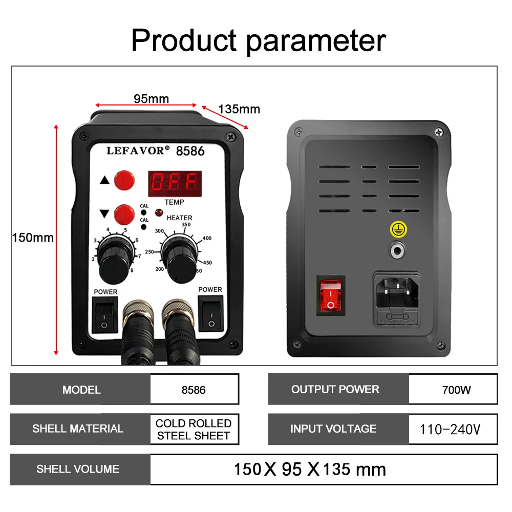 Soldering Station 2 In 1 Digital ESD Hot Air Blower Heat Gun Welding Solder Iron SMD Desoldering Rework Station Tool soldering iron hot air gun soldering station soldering tool welding tool 8586
