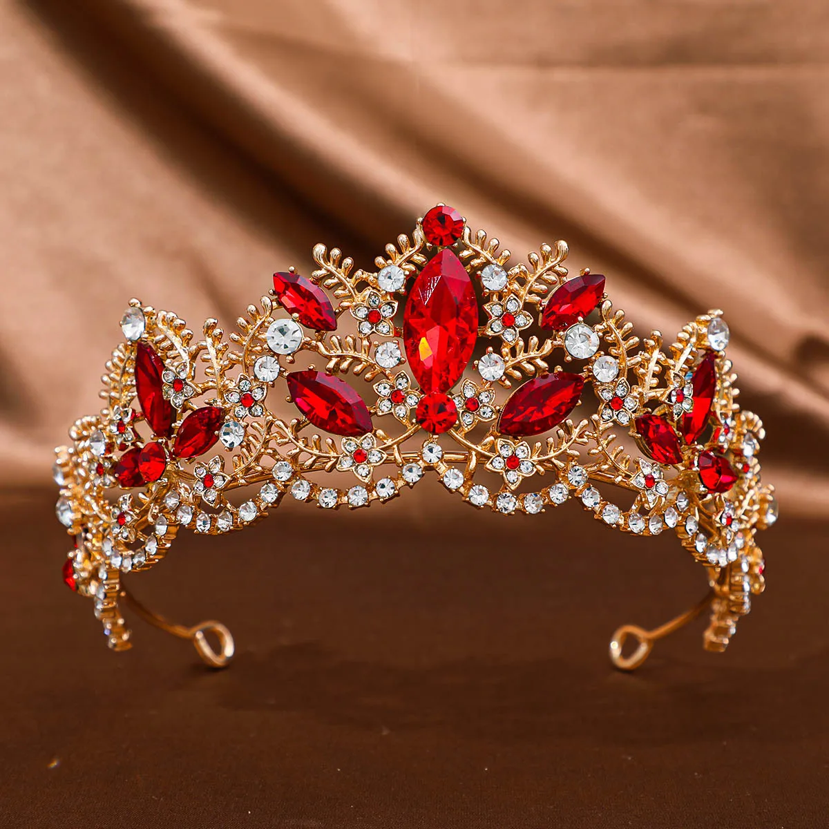 1Pc Vintage Baroque Tiara Crown Light Luxury Bridal Wedding Crystal Queen Tiara Rhinestone Crown Headband Hair Accessories For B