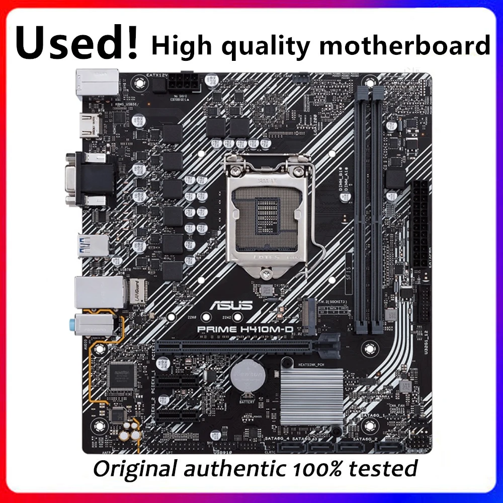 Б/у материнская плата для Asus PRIME, оригинальная десктопная Материнская плата Intel H410 H410M DDR4 LGA 1200 i7/i5/i3 USB3.0 M.2 SATA3