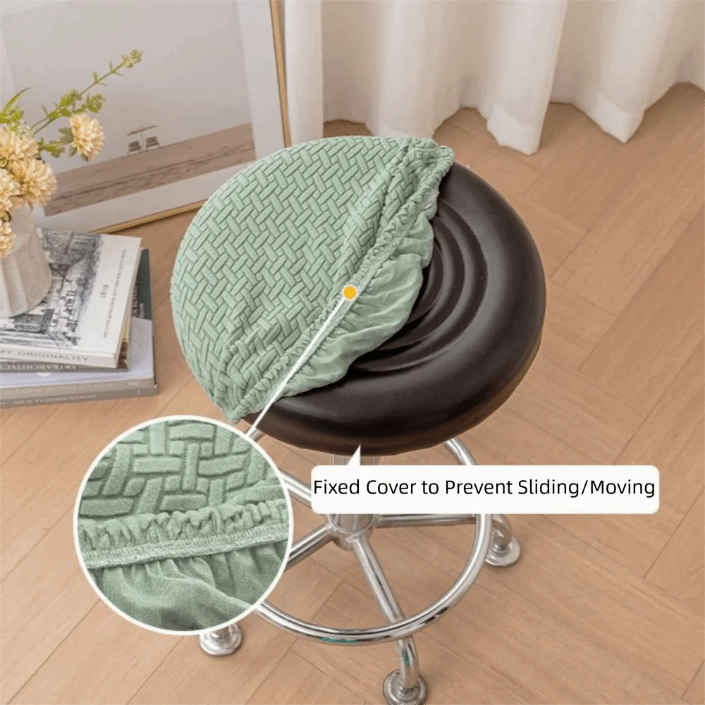 Stretchable Soft Round Stool Slipcover - Solid Color, Thickened & Washable