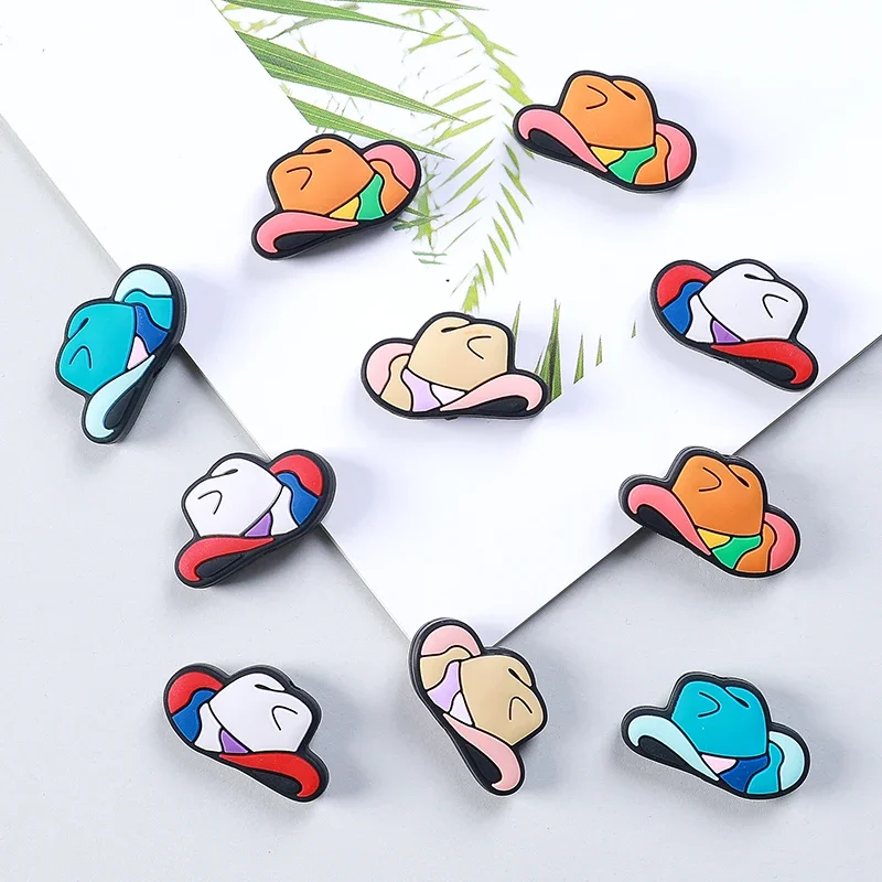 20pcs New Silicone Cowboy Hat Focal Beads Baby Toys DIY String Pen Bead Nipple Chain Jewelry Handwork Accessories Wholesale