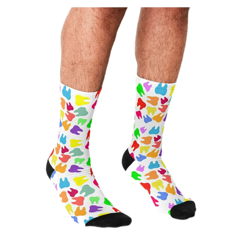 

Men's Funny socks Halloween Colorful Teeth Socks harajuku Men Happy hip hop Novelty cute boys Crew Casual Crazy Socks for men