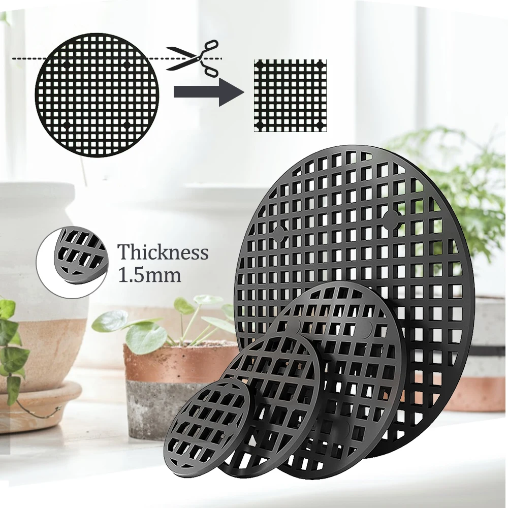 10-100pcs Flower Pot Hole Mesh Pad Round Bonsai Planter Bottom Grid Mat Drainage Netting Plant Ventilation Trays Garden Supplies