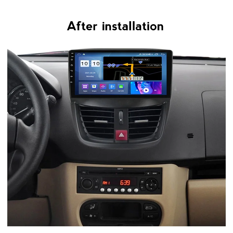 Radio de navigation Android pour Peugeot 207 avec Apple Carplay et