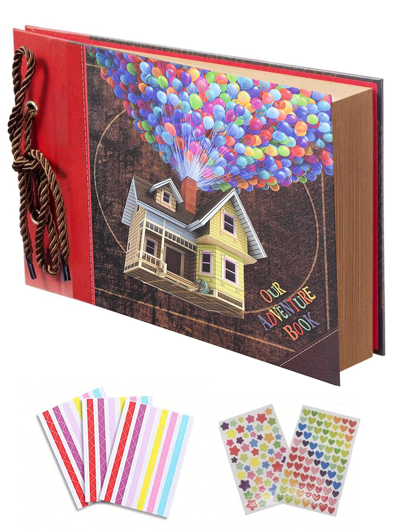 Our Adventure Book, Leather Cover With Balloon House, Scrapbooking Album  With Retro Craft Paper, 29 X 19cm, 60 Pages - Scrapbooking Sets - AliExpress