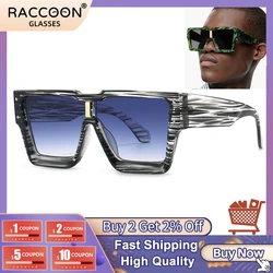 Retro Oversized Square Sunglasses Women Luxury Brand Designer Personality Stripes Fashion Mirror Men's Ins Popular Uv400 Shades