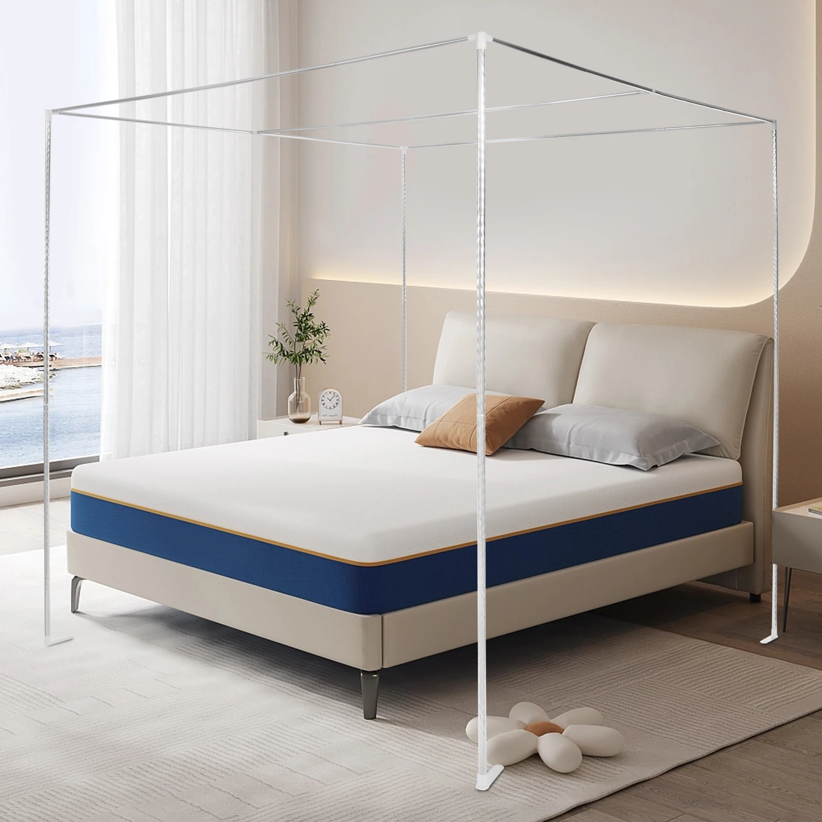 Canopy Bed Frame Post 4 Corner Stainless Mosquito Netting Frame Bracket Bedroom Use 4