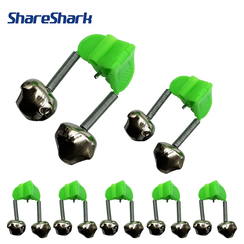 ShareShark 5-10 cloches morsure pêche ABS vert : clip embout canne accessoires pêche