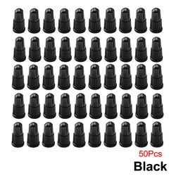 Black Presta Valve Caps - Durable Plastic Tire Dust Covers (50Pcs)