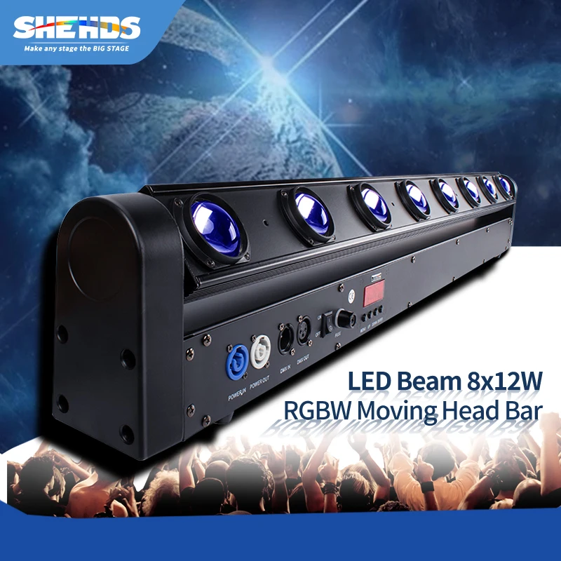 HOT LED Beam 8x12W RGBW Multicolor Moving Head Light consegna veloce DMX512 DJ Disco Party Stage Equipment