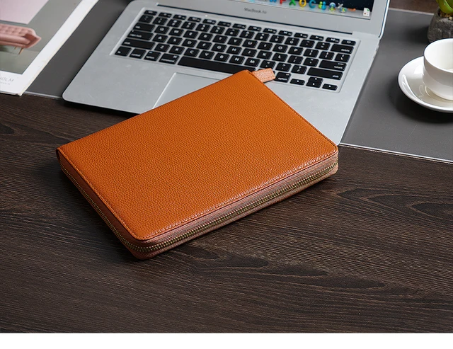 Moterm Full Grain Vegetable Tanned Leather A5 Zip Cover With Top Pocket  Planner Zipper Notebook Organizer Agenda Journal Diary - Notebook -  AliExpress