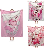 Angel Dust And Fat Nugget Hazbin:Pink:Hotels Blanket Style Home Textile Flannel Soft Throw Blanket Bedding Sofa Cover for Kids 1