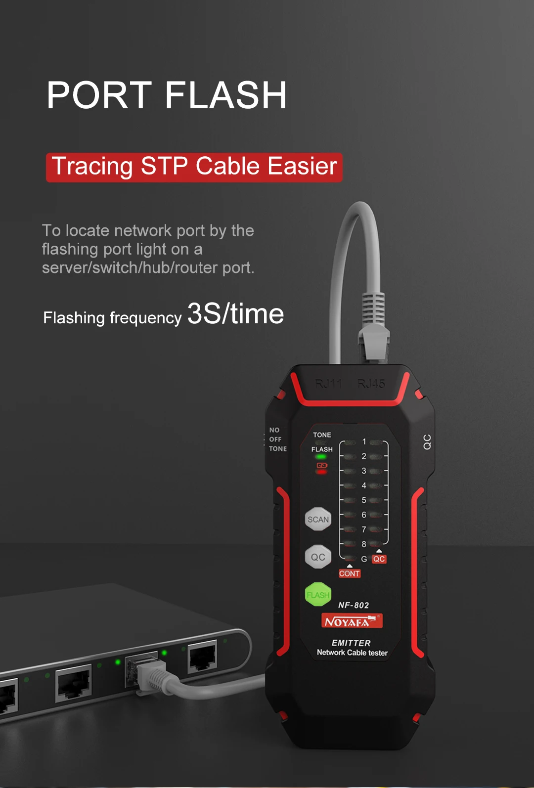 NOYAFA NF-802 Cable Tester RJ11 RJ45  Network Cable Finder Telephone Wire Tracker Toner Ethernet LAN  Detector Line Tester network cable detector