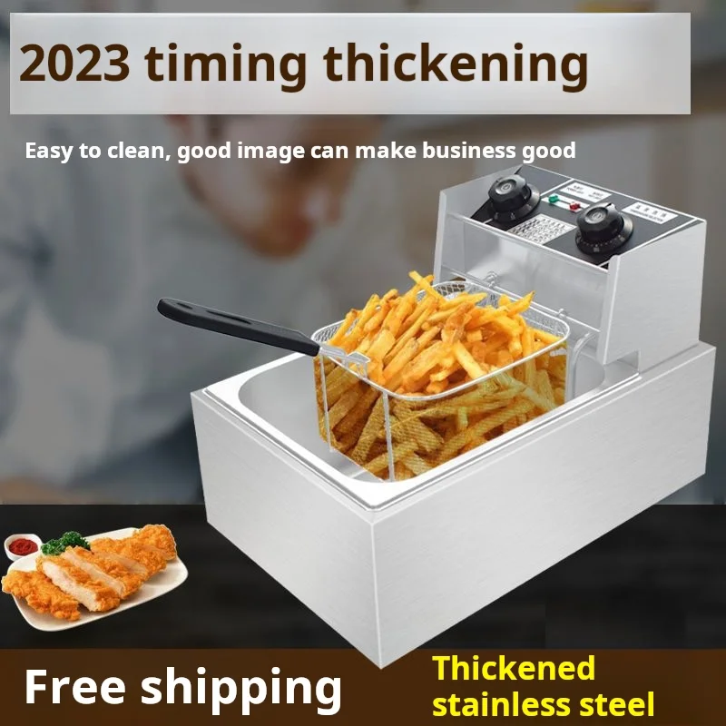 Electric fryer Thickened fryer Timing function Large capacity stainless steel fried chicken ribs fried string deep-fried dough s 6
