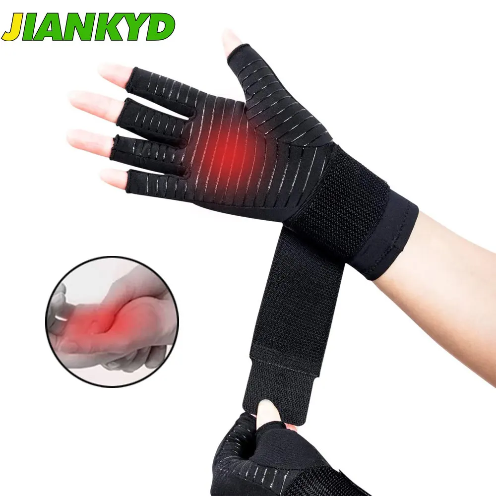 

1Pair Compression Arthritis Gloves with Strap, Carpal Tunnel, Typing Joint Pain Relief Therapy Wristband for Women Men