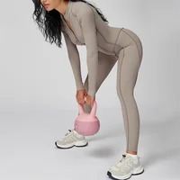 TRY TO BN Gym Jumpsuit Half Zipper Sports Stripe Fitness Bodysuit One-Piece Workout Activewear Tights Woman Suits Yoga Clothing - Image 2