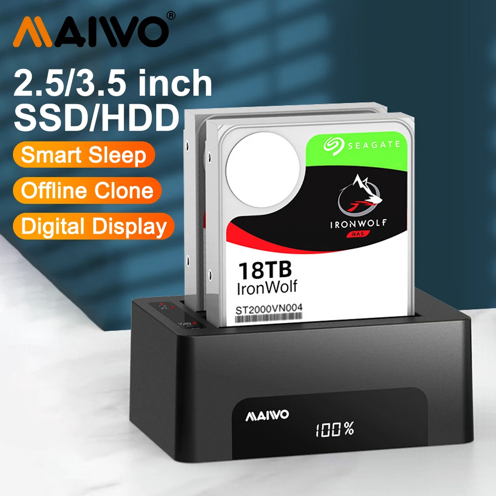MAIWO Dual-bay Hard Drive Docking Station Clone for Inch