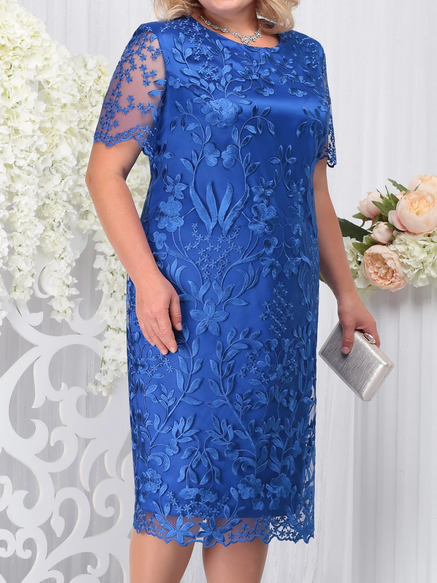 Plus Size Party Dress for Wedding Guest Luxury Elegant Women's 50 Year  Ladies Lace Floral Prom Bodycon Chubby Women's Dresses - AliExpress  200000345