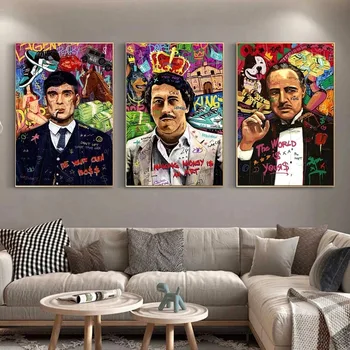 Graffiti Poster e stampe Stampe su tela Arte moderna della parete Immagini di denaro ricco Il successo Crea denaro Pittura su tela per soggiorno