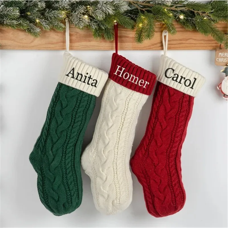 Personalized Christmas Stockings with Family Name Stockings Monogram Embroidery Knit Christmas Gifts christmas stockings