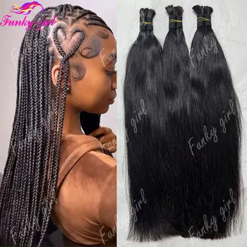 100% Human hair Straight Bulk Human Hair Remy Brazilian Virgin Hair Silky Straight Unprocessed Human Hair Extensions For Women 1