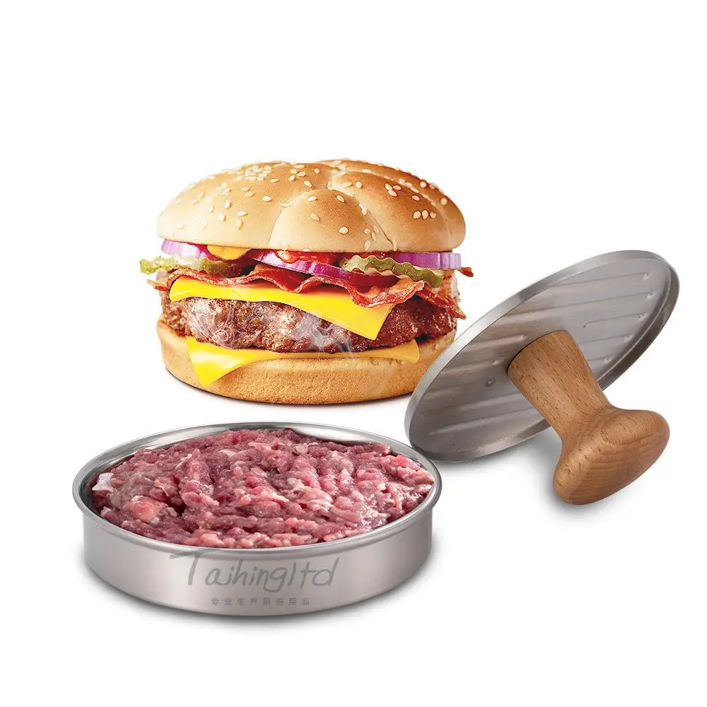 Description Picture 5 of item13CM Hamburger Maker Press Chopped Steak Meat Smasher Cutlet Mold Croquettes Kitchen Cooking Tool Hamburgueria Diner Accessories