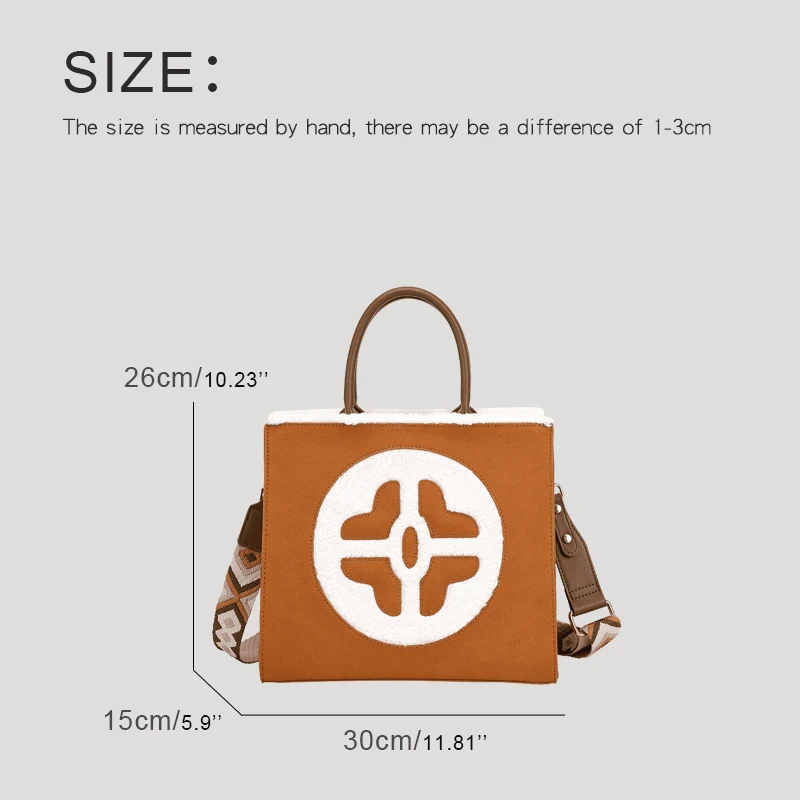 thumbnail image 4 of Bolsos de mano de gamuza sintética estilo inglés para mujer, bolsos de diseño de lujo, carteras, novedad 2023, con flores de felpa y bolsillo interior para el hombro, 4 of 5