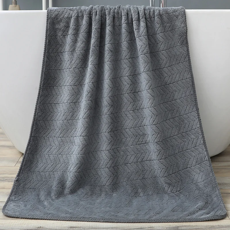 Thickened Coral velvet bath towel increases water absorption adult bath towel solid colordark grey soft affinity face bath towel