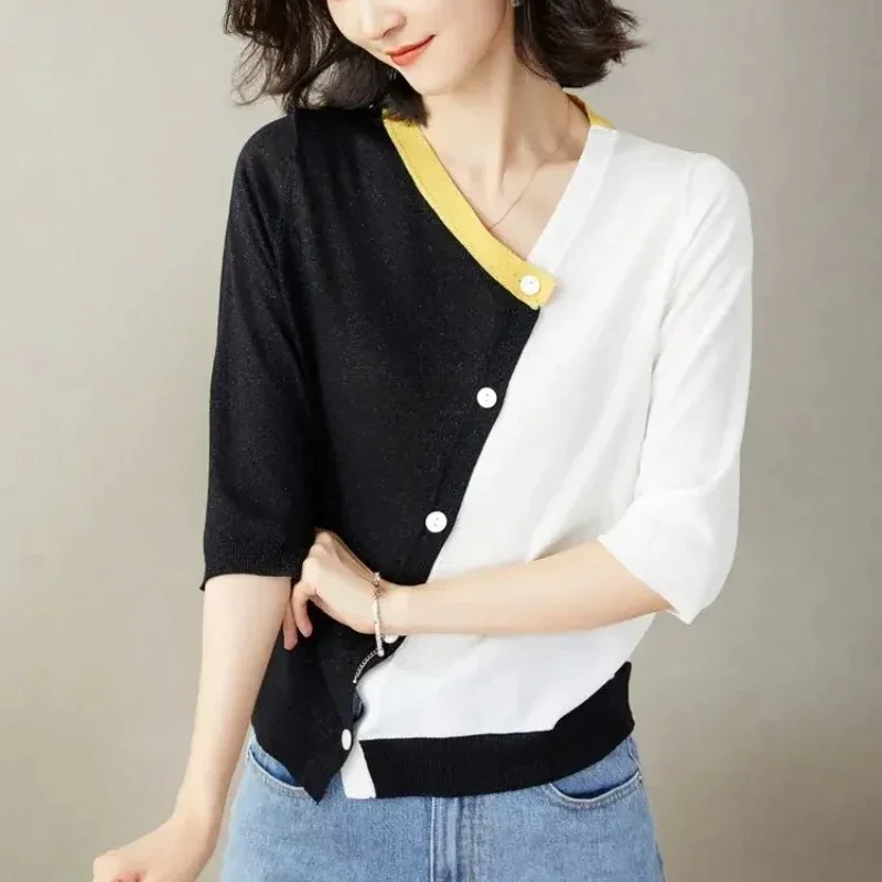 Women's Cardigans V Neck Thin Summer Korean Style Streetwear Fashion Ladies Knit Sweaters Wear To Work Chic New in Knitwear 2025 - 6