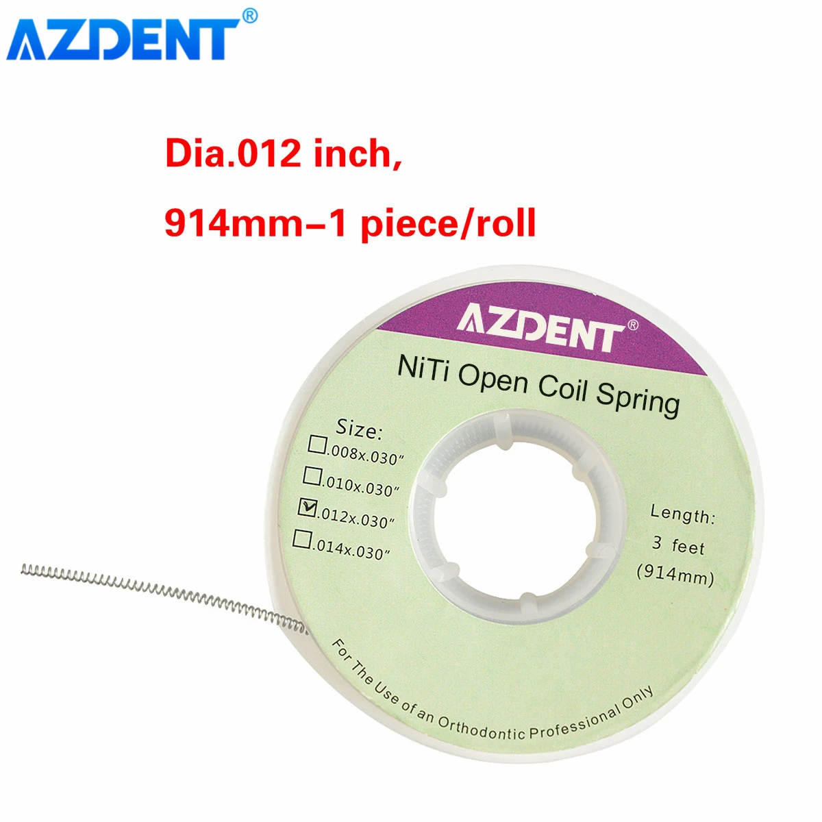 

AZDENT Dental Orthodontic Niti Open Coil Springs Size 010/012 Length 914mm 3 Feet 1pc/Roll Dentistry Tools