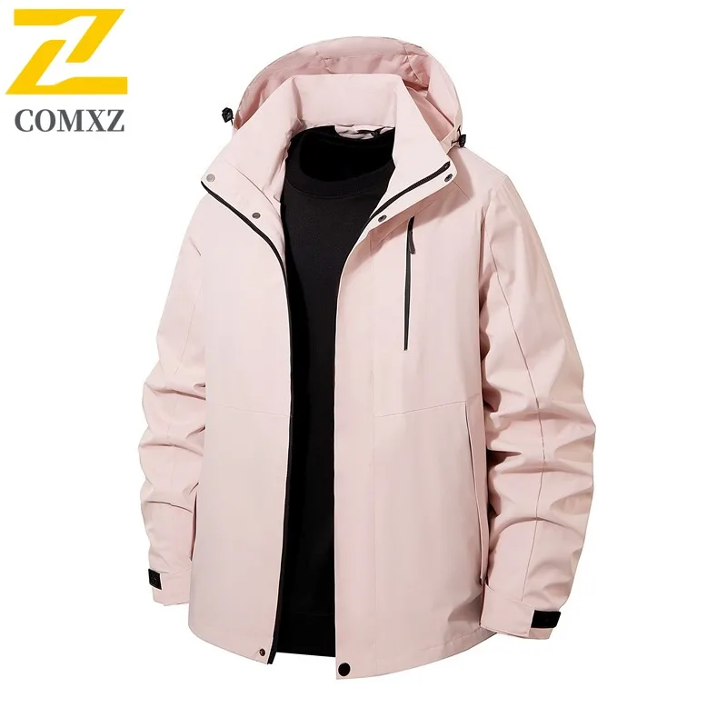 COMXZ Luxury Men Jacket Lightweight Outdoor Travel Windproof Motorcycle Jacket Casual Hooded Comfort Durable Autumn Winter Coat