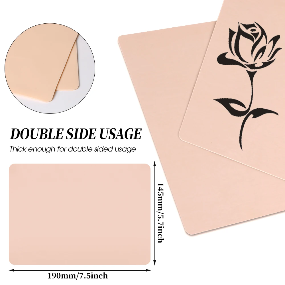 Tattoo Practice Skin Blank Eyebrow Paint Double Side Synthetic Leather Pink Tattoo Beginner Fake Skin Exercise Tool 3/5/10/15PCS