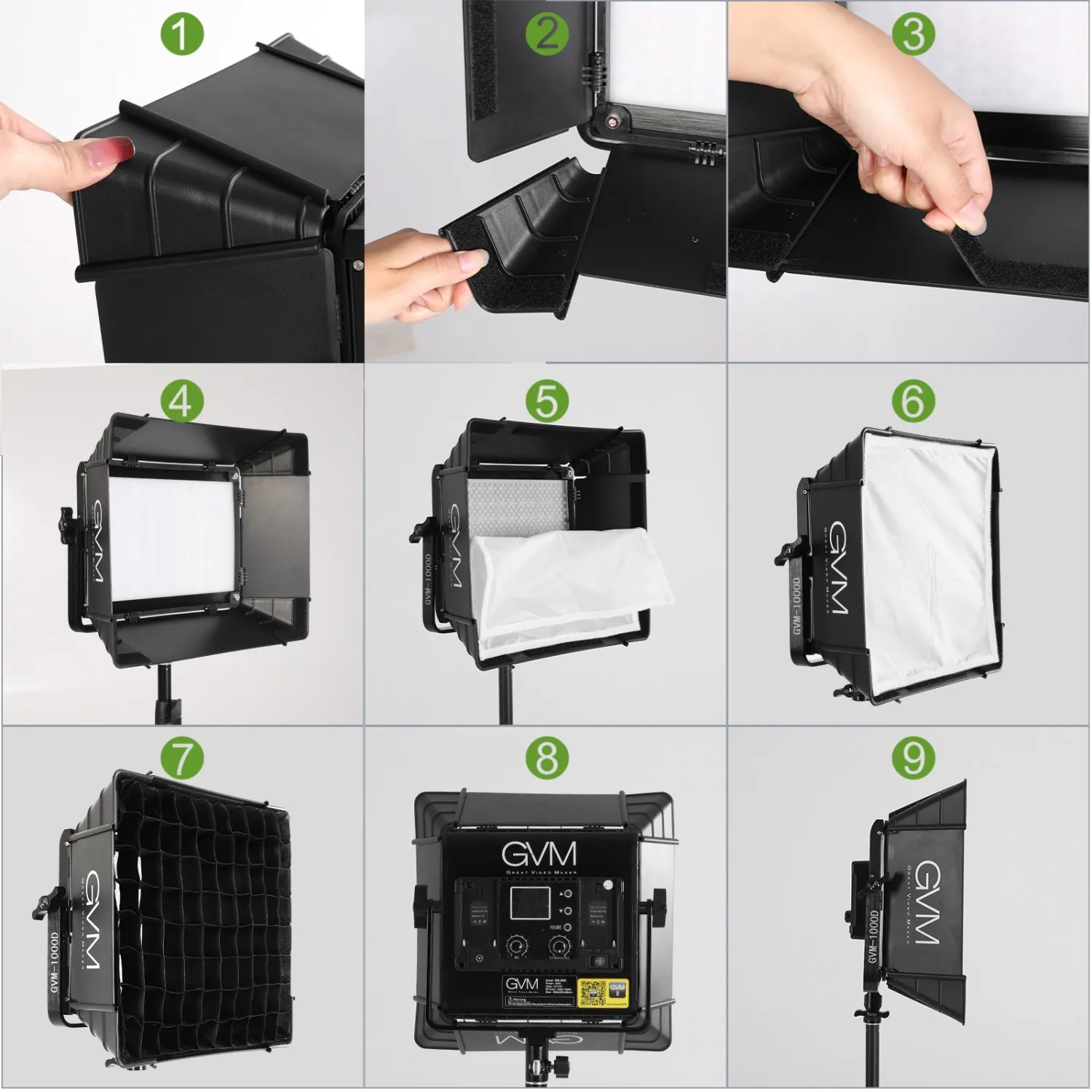 GVM Foldable Softbox Diffuser with Grid Beehive for GVM 1000D/680RS/880RS RGB LED Panel Light 11.8"x9.8" 5