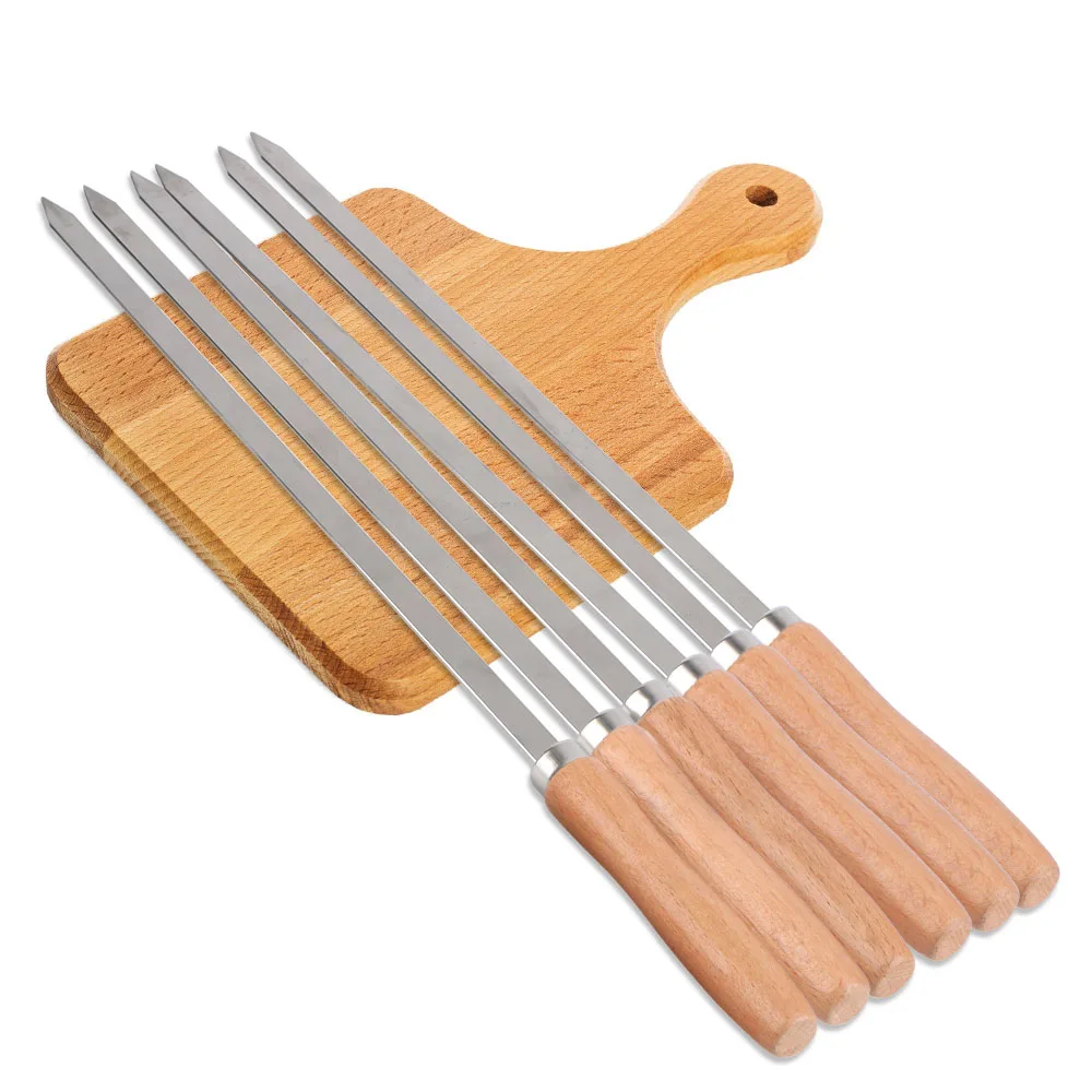 Outdoor BBQ Tools 340 Stainless Steel BBQ Long Skewers 6Pcs Professional Grilling Skewer Skewers