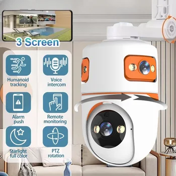15MP WiFi Security Camera 360° PTZ Webcam AI Human Detection Baby monitor Cam10X Zoom Three Screen Three lens Smart Home Camera 1