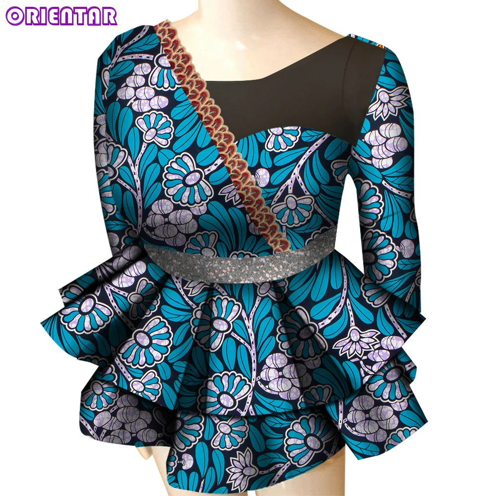 African Print Blouse Tops for Women Fashion 2022 African Tops Dashiki Plus Size T Shirt African Clothes for Women WY8570