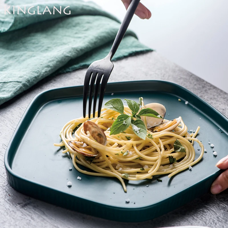 1pc KINGLANG Northern Europe irregular tableware plate western food dish plate pan steak pasta fruit salad