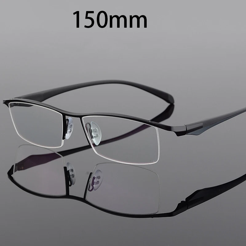 

Vazrobe Oversized Eyeglasses Glasses Frame Male Women Myopia Glasses Men 150mm Business Semi Rimless Wide Spectacles -150 200