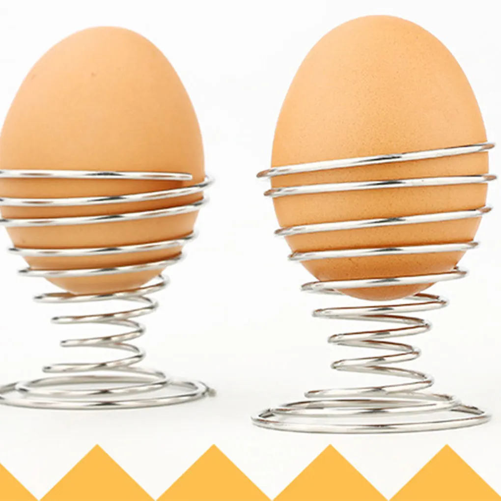 Metal Egg Cups Stainless Steel Silver Spiral Eggs Holder Waterproof Kitchen Spring Utensil Tool Non-stick Bracket