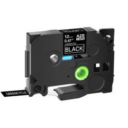 Versatile GREENCYCLE Multi-Width Label Tape - 12mm (White on Black)