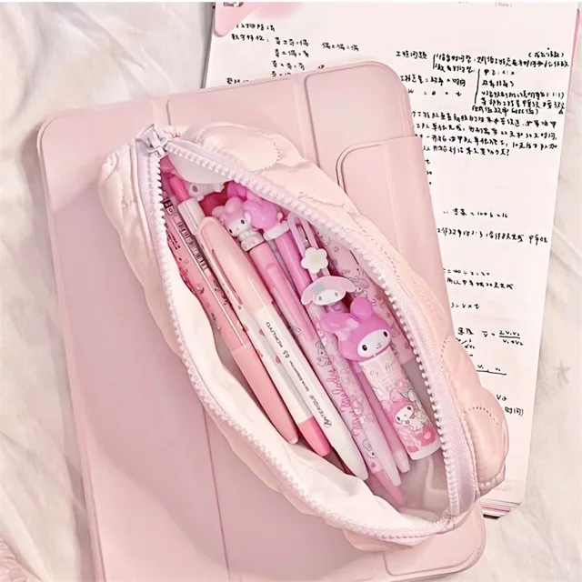 산리오 헬로키티 펜슬 파우치: 대용량 펜 케이스, 귀여운 고양이 화장품 가방, 여아 학생 용품, 문구 선물